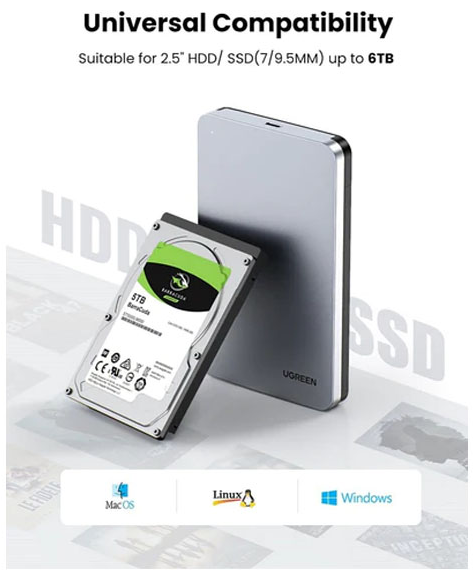 Encapsulador USB Tipo a CM300 70498 Ugreen - 2.5" Sata 6GBPS