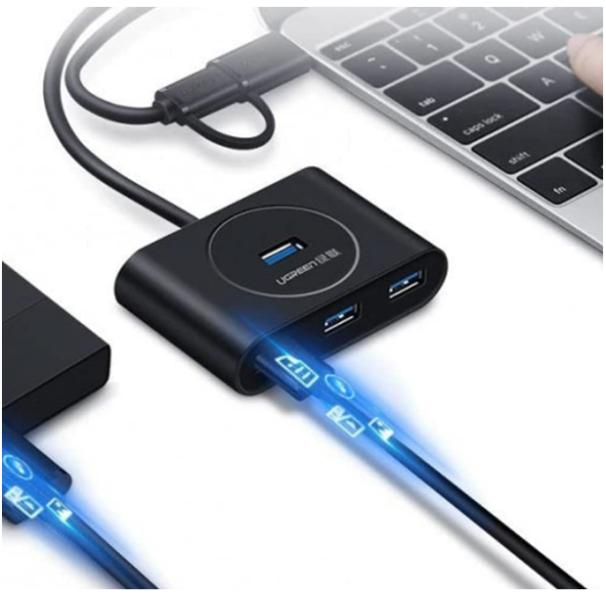 Hub USB Tipo a con Adaptador Tipo C 40850 Ugreen - Negro