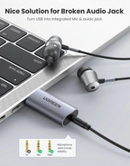 Adaptador de Sonido USB Tipo a a 3.5mm Ugreen - Gris