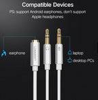 Cable 3.5mm 2 Machos a 1 3.5mm Hembra AV140 20898 Ugreen - Negro