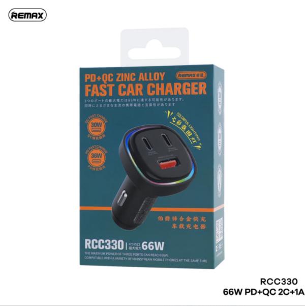 Cargador Carro Remax RCC330 Earl Negro Doble USB+C 66W