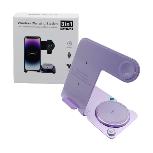 Cargador Inalambrico Y91 Azul Carga Rápida Qi