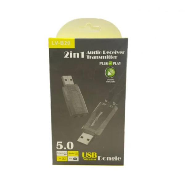 Transmisor y Receptor Bluetooth USB Tipo a LV-B20 - Negro
