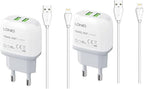 Cargador LDNIO A2219 Casa Lightning Blanco Carga Rapida