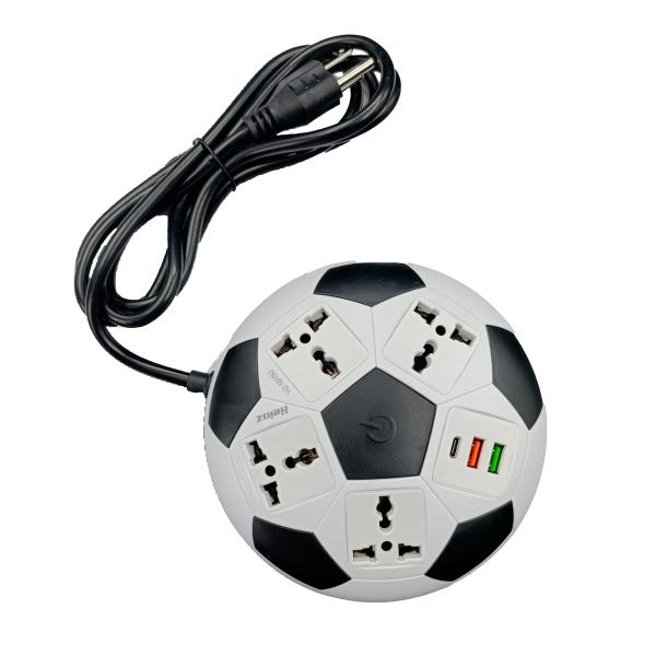 Lucky Hawk Regleta HZ-5015U Balón Fútbol USB-C PD Blanco/Negro