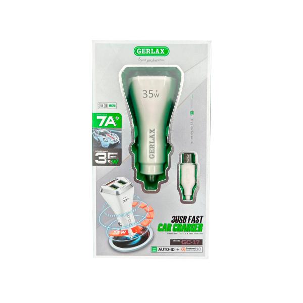Cargador Cubo Carro Gerlax GC-17 Blanco Micro B