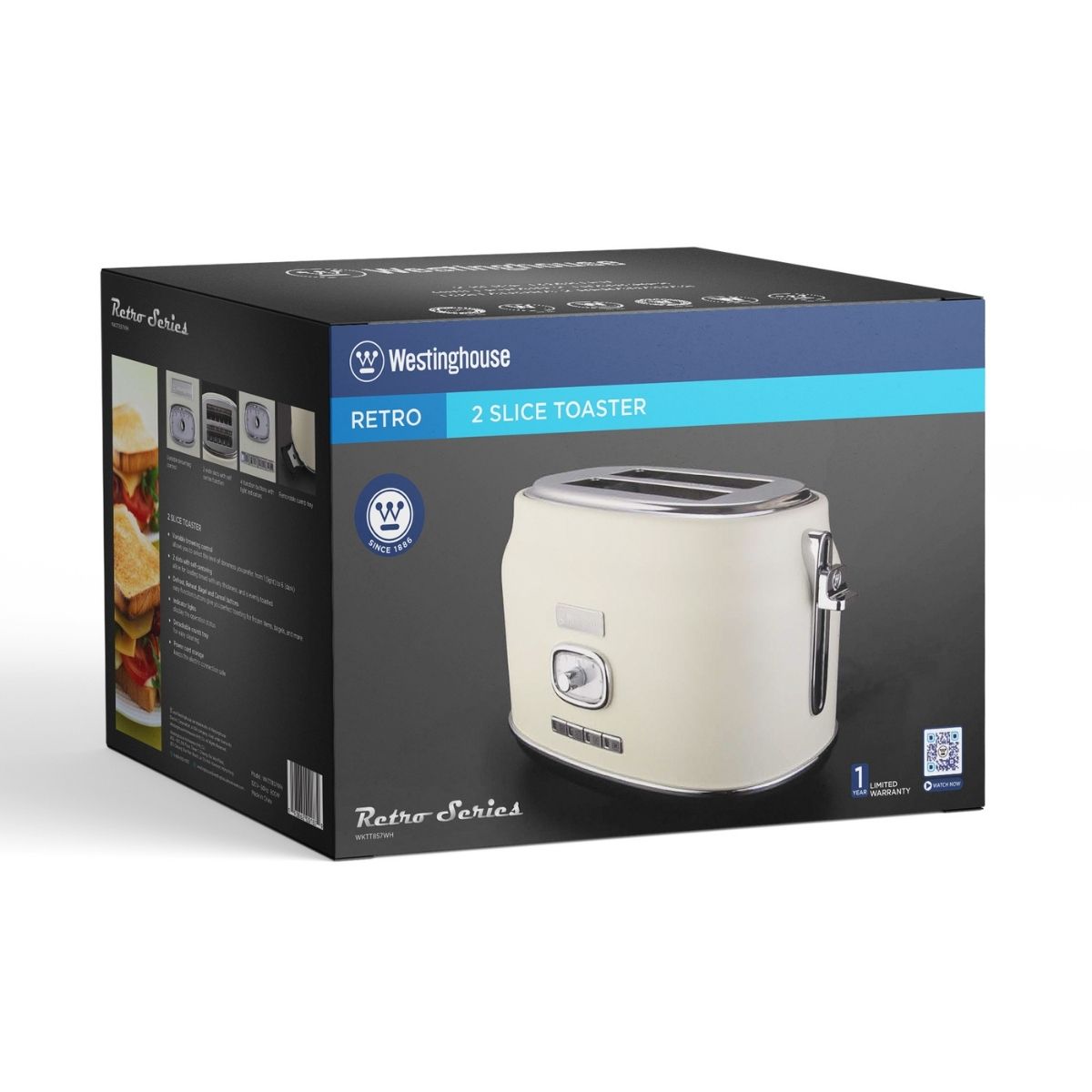 Westinghouse Tostadora Retro 2 Rebanadas Champam WKTT857WH Imagen secundaria del producto