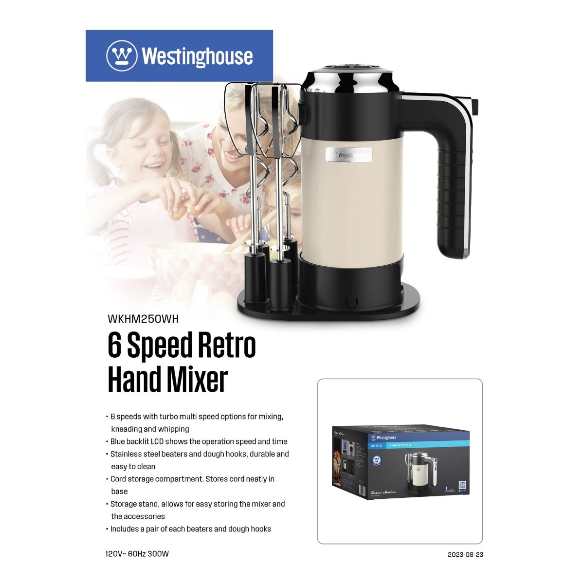 Westinghouse Batidora Mano Retro Champam WKHM250WH Imagen secundaria del producto