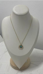 Collar Acero Cadena Dorado Turquesa