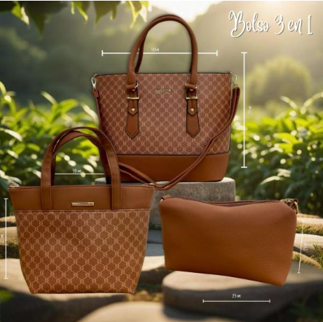 Poderosa Bolso 3 en 1 Dama 2886 Cafe Claro