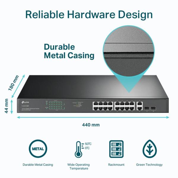 TP Link Switch Gigabit 18 Puertos Rackmount TL-SG1218MP Imagen principal del producto