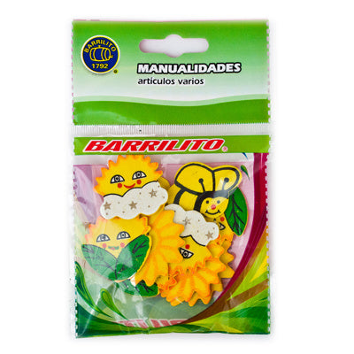 Barrilito Calcomania Madera Flores Abejas WS003 10 Piezas