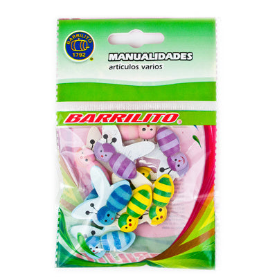 Barrilito Calcomania Madera Abejas 10 Piezas WS001