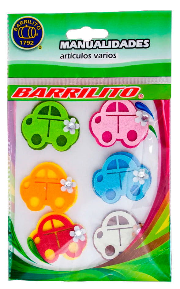 Barrilito Calcomania Fieltro Carros FS091 6 Piezas