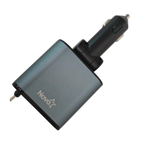 Cargador Carro Nova Retráctil 120W USB-C / Lightning / USB-A PA065EBC001C