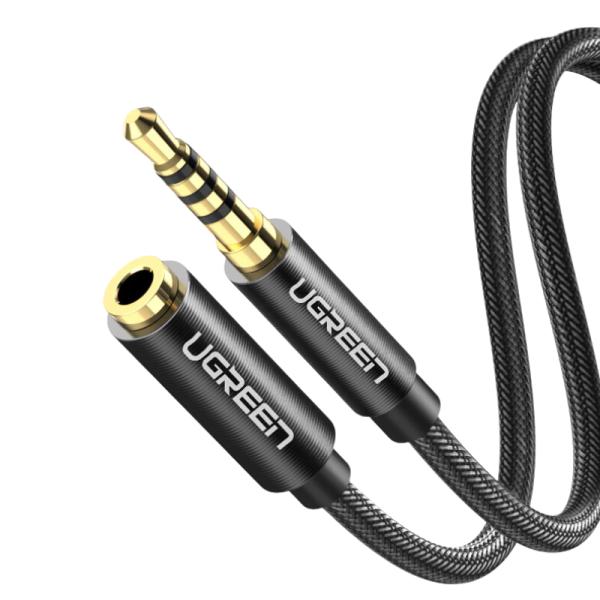Cable Ugreen AV118 3.5mm Macho a 3.5mm Hembra 1.5m 10593 - Negro