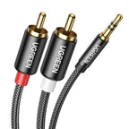 Cable Ugreen AV116 3.5mm Macho a 2RCA Macho 3M 10590 - Negro