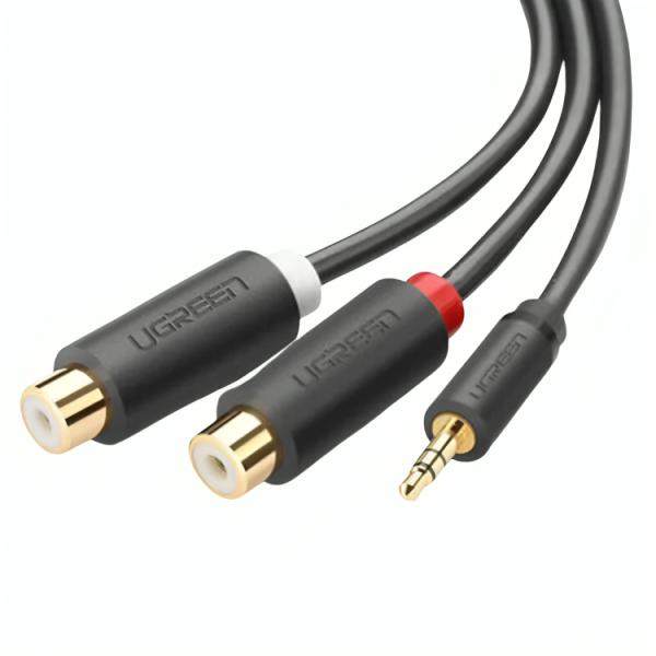 Cable Ugreen AV109 Macho 3.5mm a Hembra 2RCA 25CM 10547 - Gris