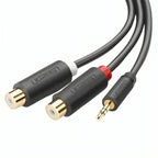 Cable Ugreen AV109 Macho 3.5mm a Hembra 2RCA 25CM 10547 - Gris