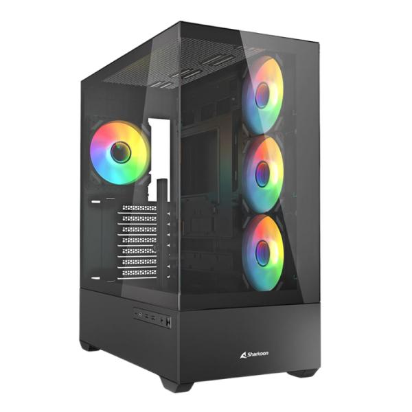 Case RGB Sharkoon AK6 Mid Tower Ventiladores 4 de 120MM con Vidrio Lateral 4044951041695 - Negro
