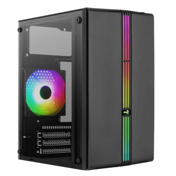 Case RGB Aerocool Evo MINI-G-BK-V1 Mini Tower Ventilador 1 de 120MM con Vidrio Lateral Accs-pv42013.11 - Negro