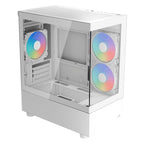 Case RGB Aerocool Viewport MINI-G-WT-V2 Mini Tower Ventiladores 3 de 120MM con Vidrio Frontal, Lateral y Malla Accm-es09133.21 - Blanco