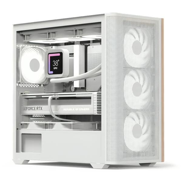 Case Gaming RGB Aerocool D301A Mini Tower Ventiladores 4 de 120MM con Vidrio Lateral y Malla Frontal D301A-G-WT-V2 - Blanco