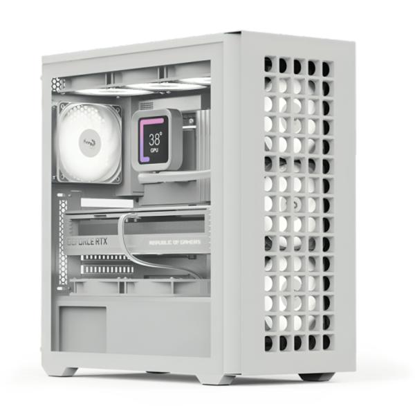 Case Gaming RGB Aerocool D502A Mini Tower Ventiladores 4 de 120MM con Vidrio Lateral y Frontal D502A-G-WT-V1 - Blanco