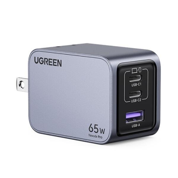 Cargador de Pared Ugreen X755 Nexode PRO 3 Puertos 2 USB-C y 1 USB-A Carga Rapida 65W 25870 - Gris