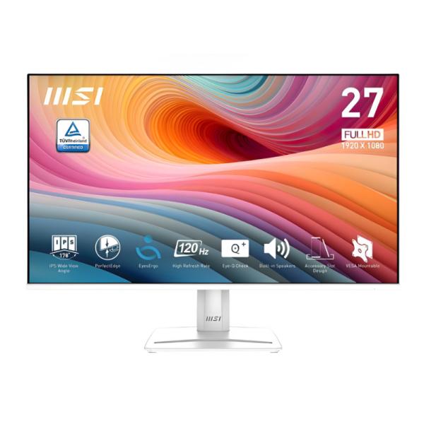 Monitor Msi Plano 27" PRO MP275W E2 1920 X 1080 IPS 120HZ Adaptive Sync Antiflicker HDMI Displayport VGA 9S6-3PD3CM-014 Blanco - Blanco