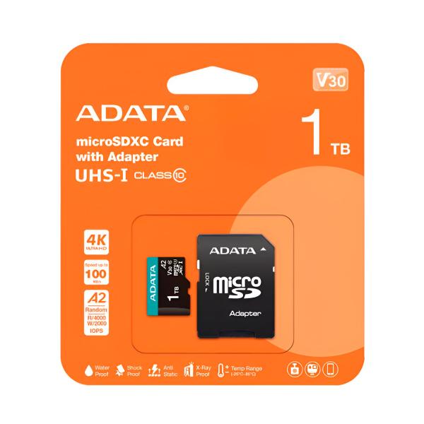 Memoria Micro SDXC ADATA 1TB Clase 10 U3 V30 A2 4K