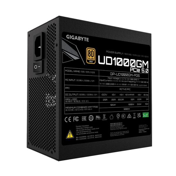 Fuente de Poder Gigabyte GP-UD1000GM PG5 Rev 1000W 80 Plus Gold Full Modular Atx - Negro