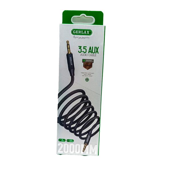 Cable Auxiliar 3.5mm Gerlax GX-06D2 Negro - Audio Móvil Imagen principal del producto