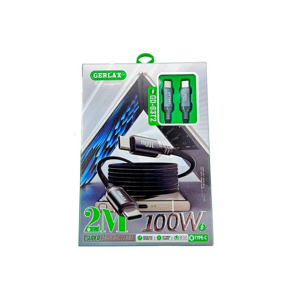 Cable Lightning Gerlax GD-63L2 2M PD100W Carga Rapida Negro