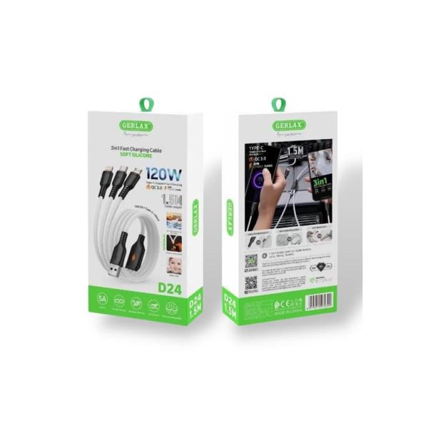 Cable USB Multiplataforma D24 Gerlax - 1.5m Blanco