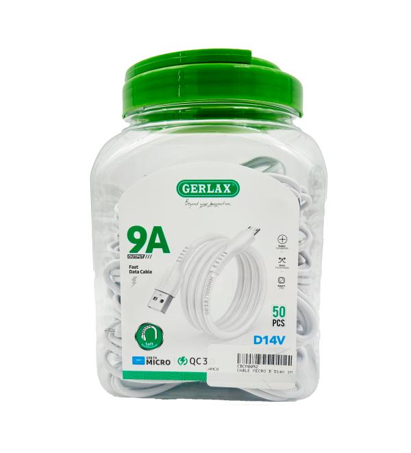 Cable Gerlax Micro B D14V 1M Blanco Carga 9A