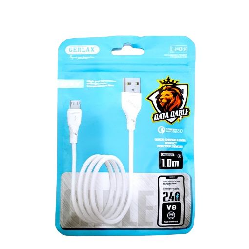 Gerlax Cable Micro USB D3V 1M Blanco Carga Rapida