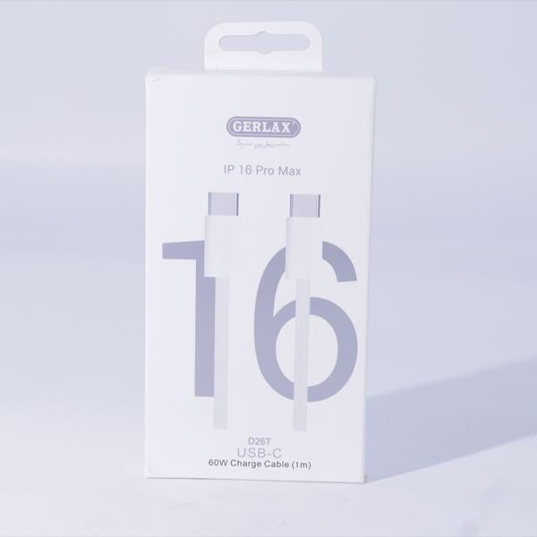 Cable USB Tipo C Gerlax D26T 1m Blanco - Carga PD 60W Imagen principal del producto