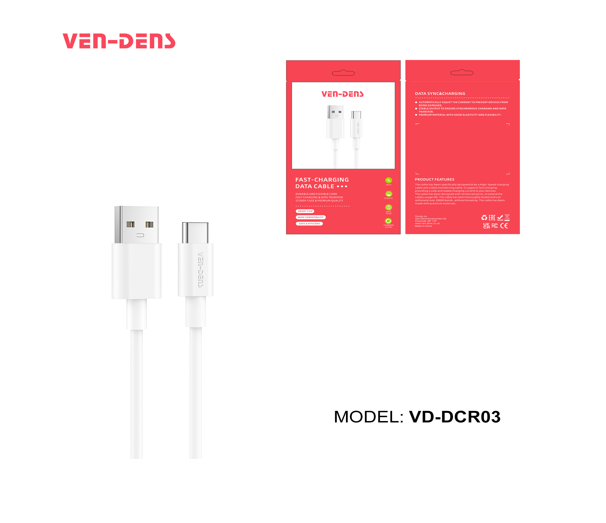 Cable USB Tipo C Vd-Dcr03 Ven-Dens 1 M Negro Imagen principal del producto