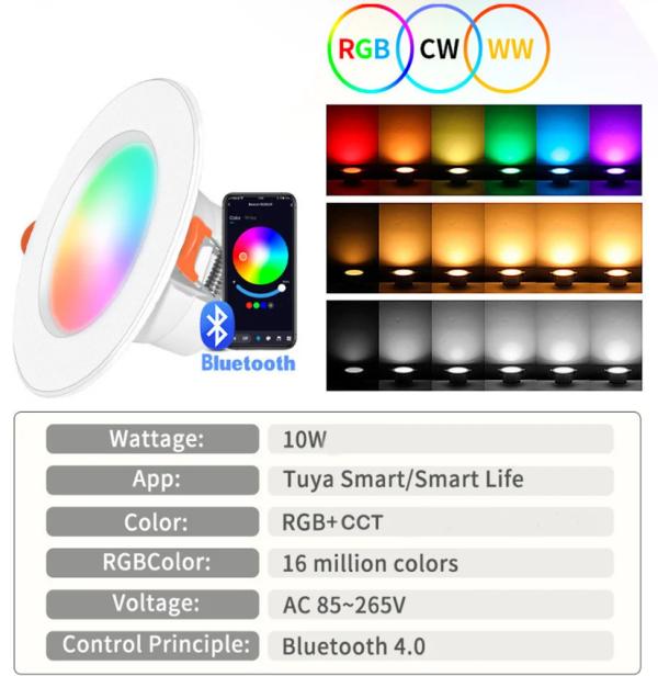 Bombillo Empotrable Inteligente Tuya TY-SL-15W Rbg + Cct - Rbg + Cct
