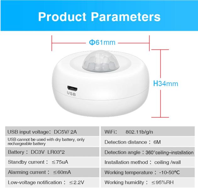 Sensor de Movimiento WIFI Tuya
