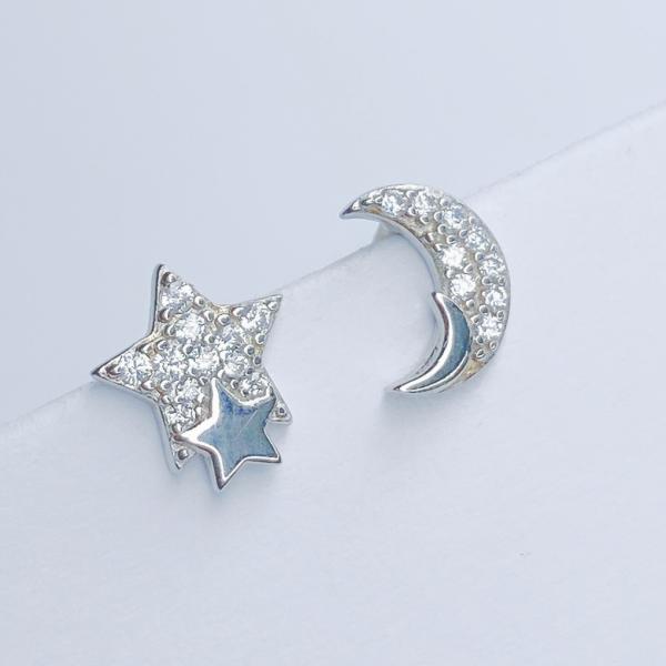 7Good Silver Aretes Plata 925 Estrella y Luna Elegantes