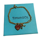 Pulsera Tiffany & Co Diseño Doble Corazon y Llave - Dorado