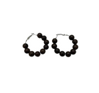 Aretes Argolla con Bolitas de Madera Cafe Elegantes