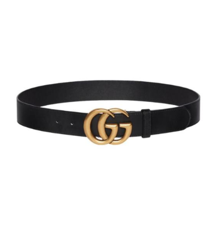 Poderosa Faja Negra Gucci Hebilla Dorada Iniciales GG Imagen principal del producto