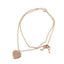 Pulsera Poderosa Doble Corazon y Llave Oro Rosa