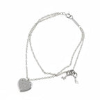 Pulsera Tiffany & Co Diseño Doble Corazon y Llave - Plateado