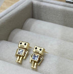 Aretes Dorados Diseño Robot Modelo X000852075 Joyeria
