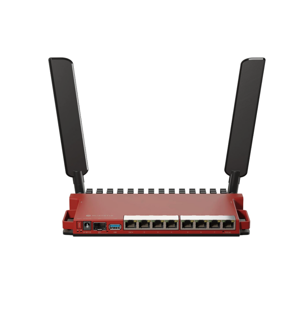 Vista frontal del router MikroTik L009UiGS-2HaxD-IN para empresas