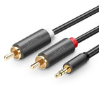 Cable 3.5mm Macho a 2 Rca Macho AV102 10511 Ugreen - 1.5m Gris